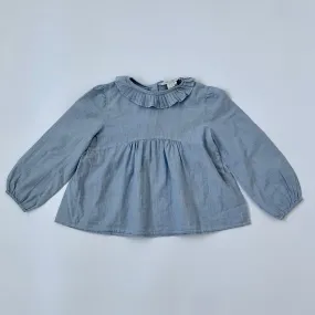 Caramel Blue Fine Stripe Blouse With Collar: 4 Years