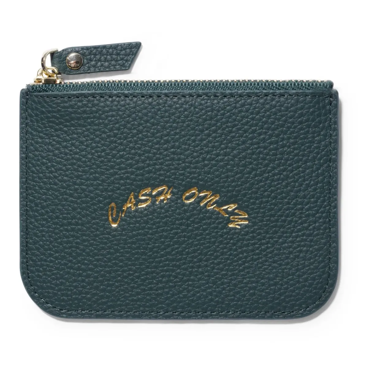 Cash Only Leather Zip Wallet (Emerald)