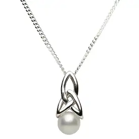 Celtic Silver Pearl Necklace