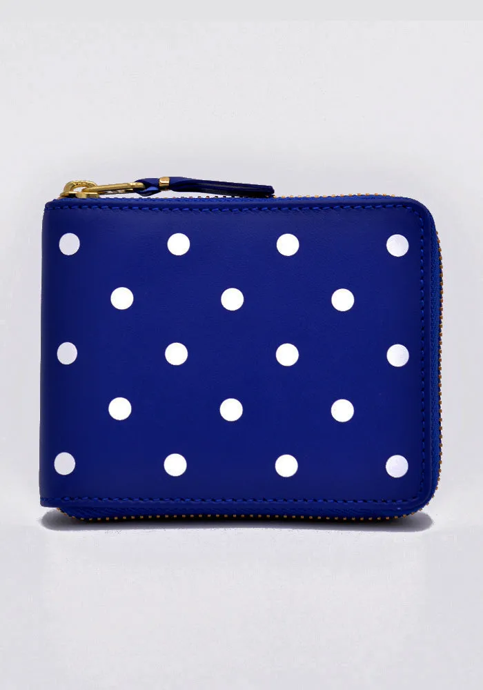 COMME DES GARCONS SA7100PD ZIP WALLET POLKA DOT NAVY