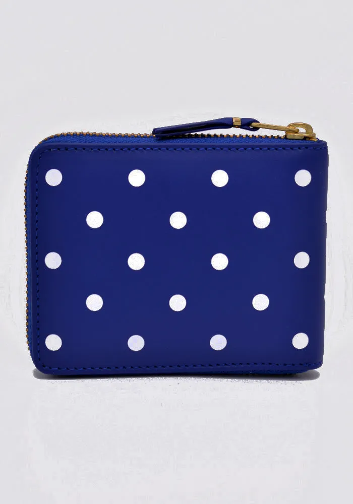 COMME DES GARCONS SA7100PD ZIP WALLET POLKA DOT NAVY