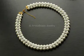 Contemporary Premium Quality CZ & Pearl Necklace