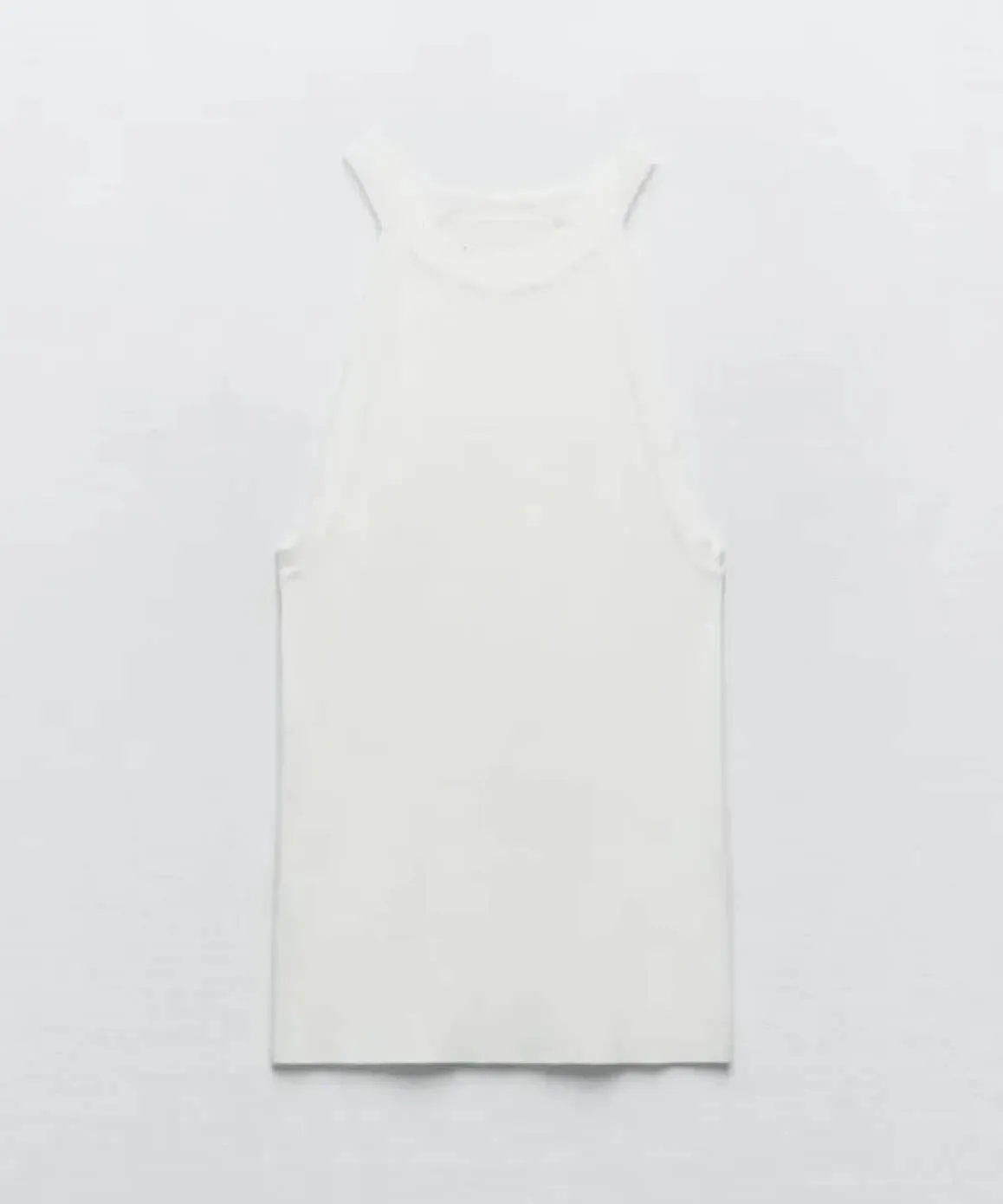 Cotton Ribbed Knit Tank Top In White