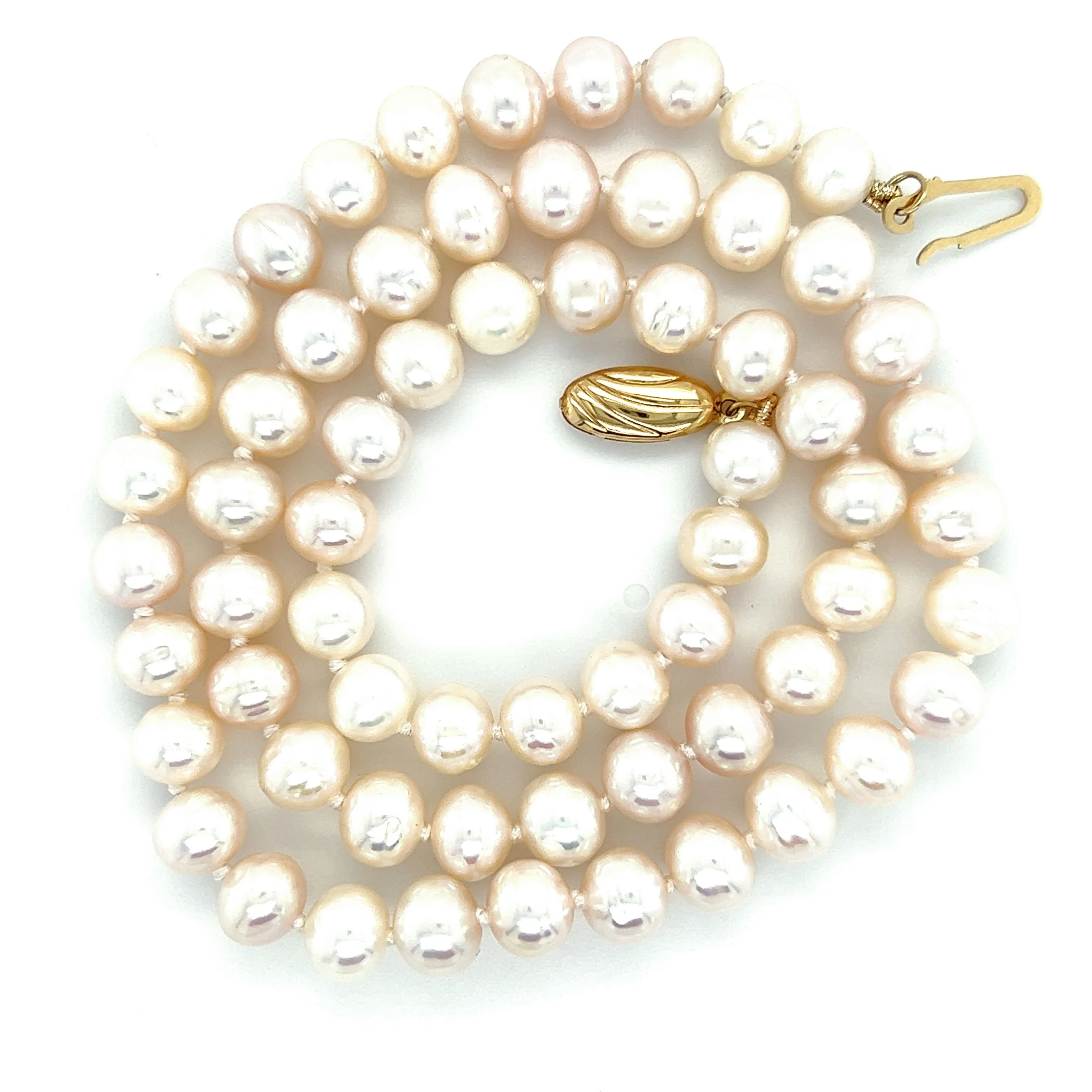 Cultured White Freshwater Pearl Necklace with 14K Yellow Gold Clasp