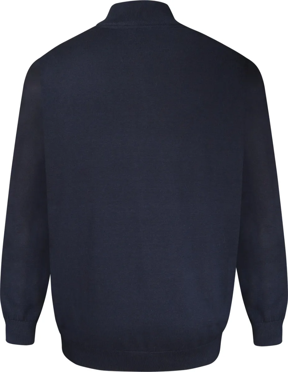 D555 Franco 2 Zip Through Knitted Sweater - Navy