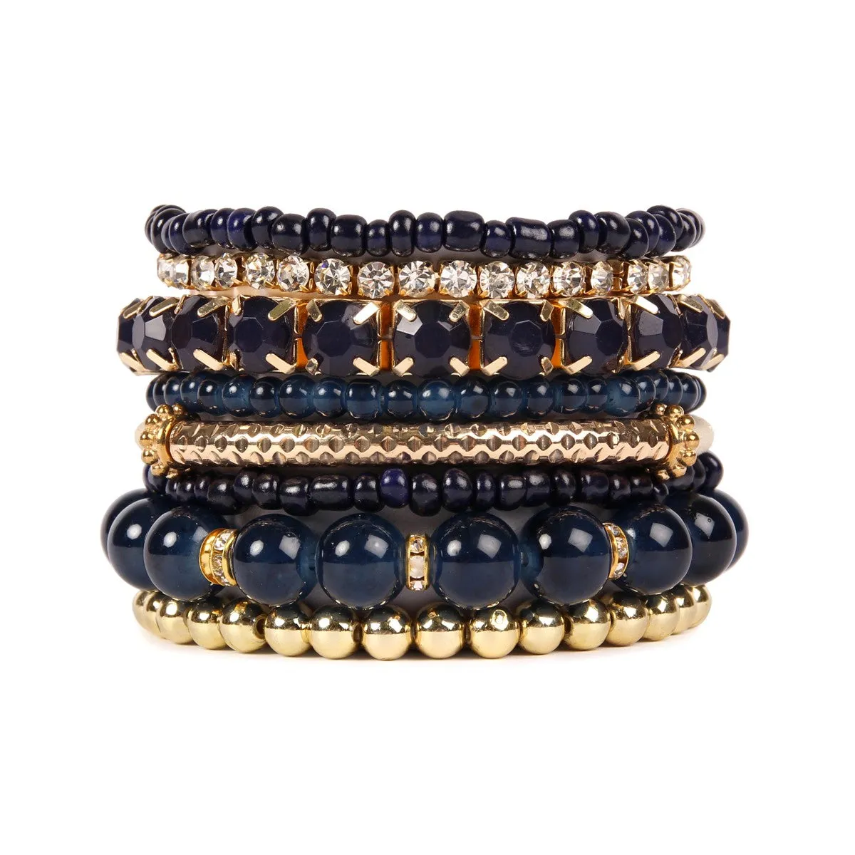 Darby Beaded Bracelet Set - Navy