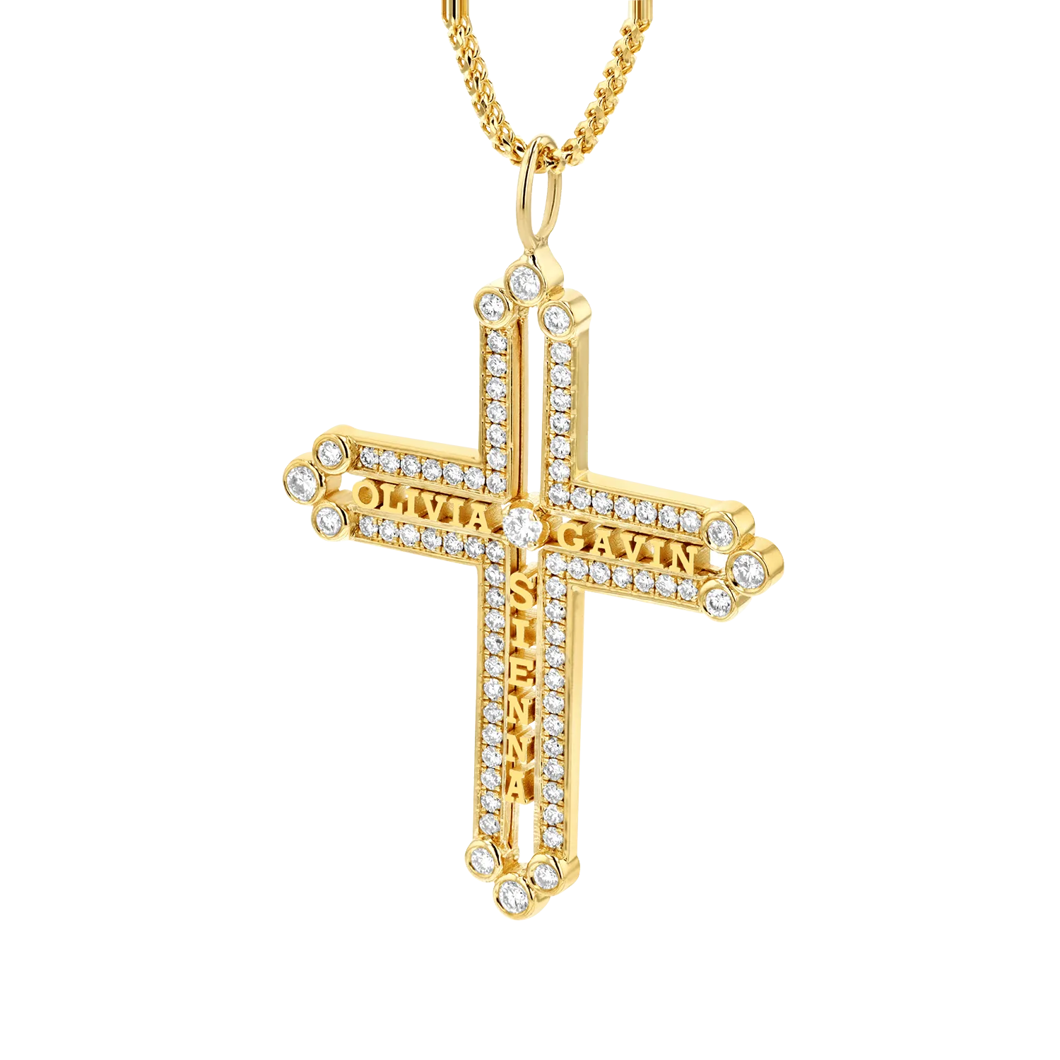 Diamond Custom Name Cross Pendant