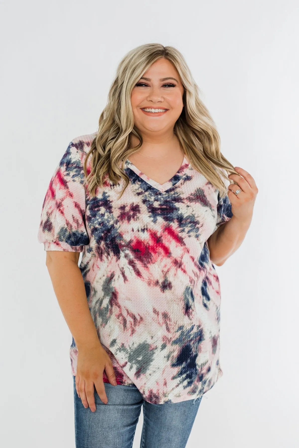 Don't Worry About It Tie Dye Top- Indigo & Pink