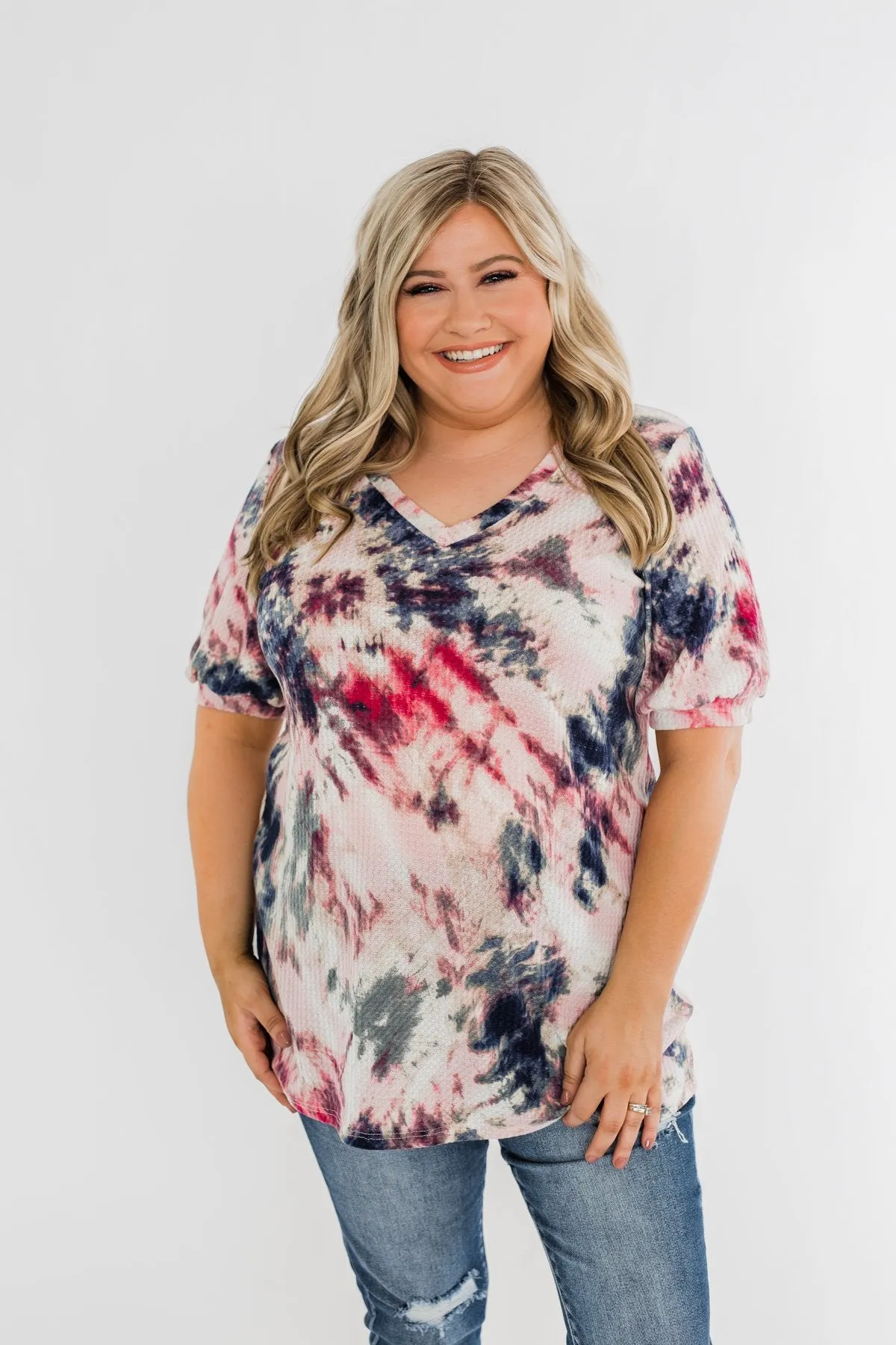 Don't Worry About It Tie Dye Top- Indigo & Pink