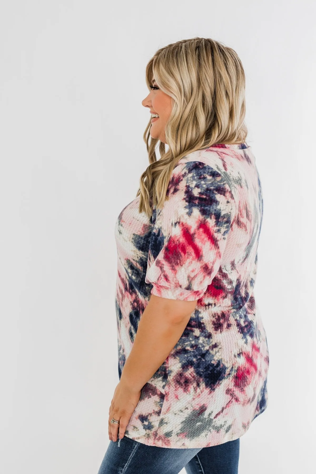 Don't Worry About It Tie Dye Top- Indigo & Pink