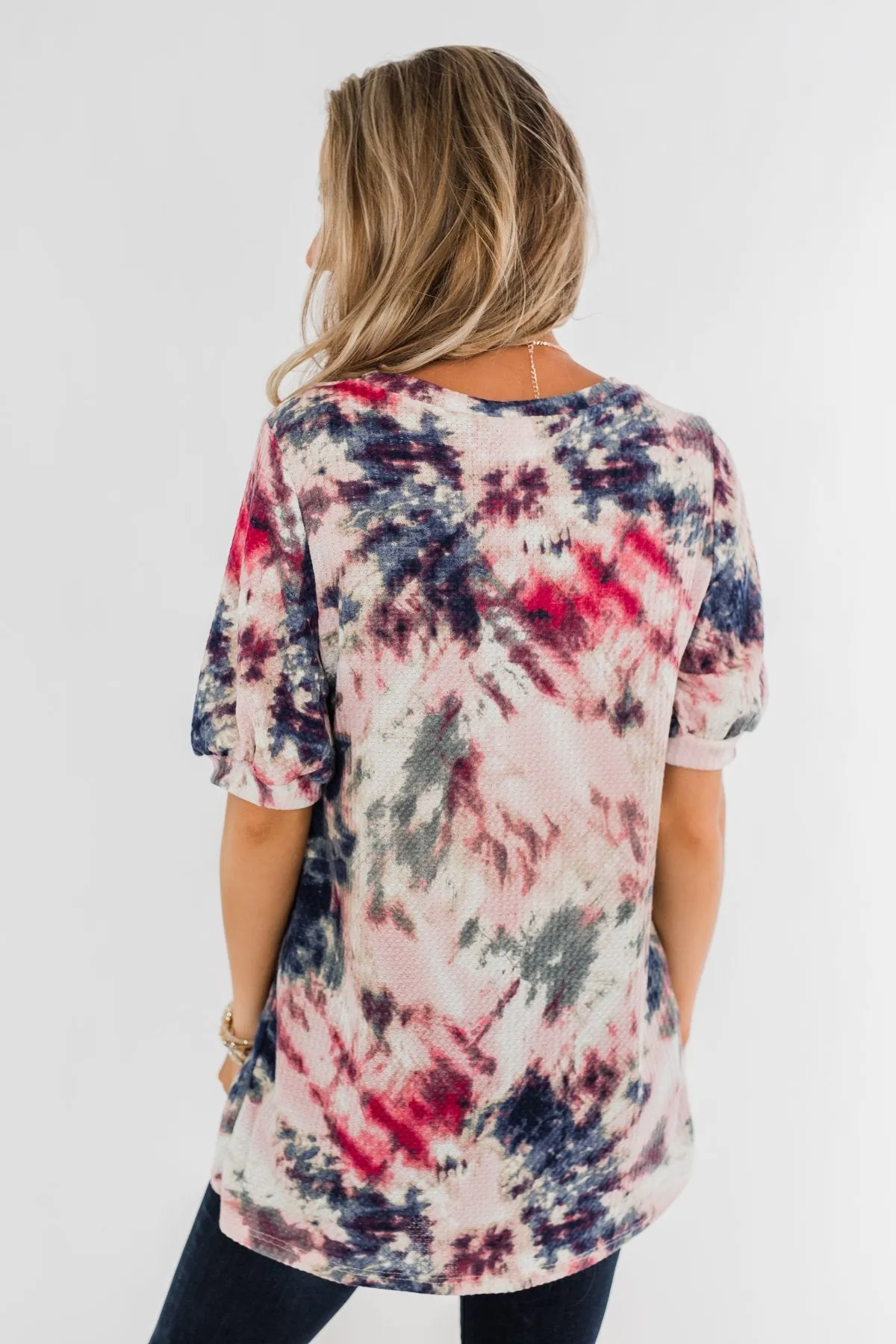 Don't Worry About It Tie Dye Top- Indigo & Pink