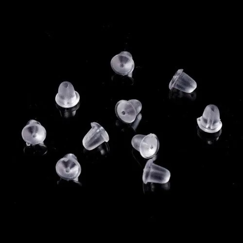 Ear Nuts, Rubber, Earring Backs, Assorted, Clear, 4mm