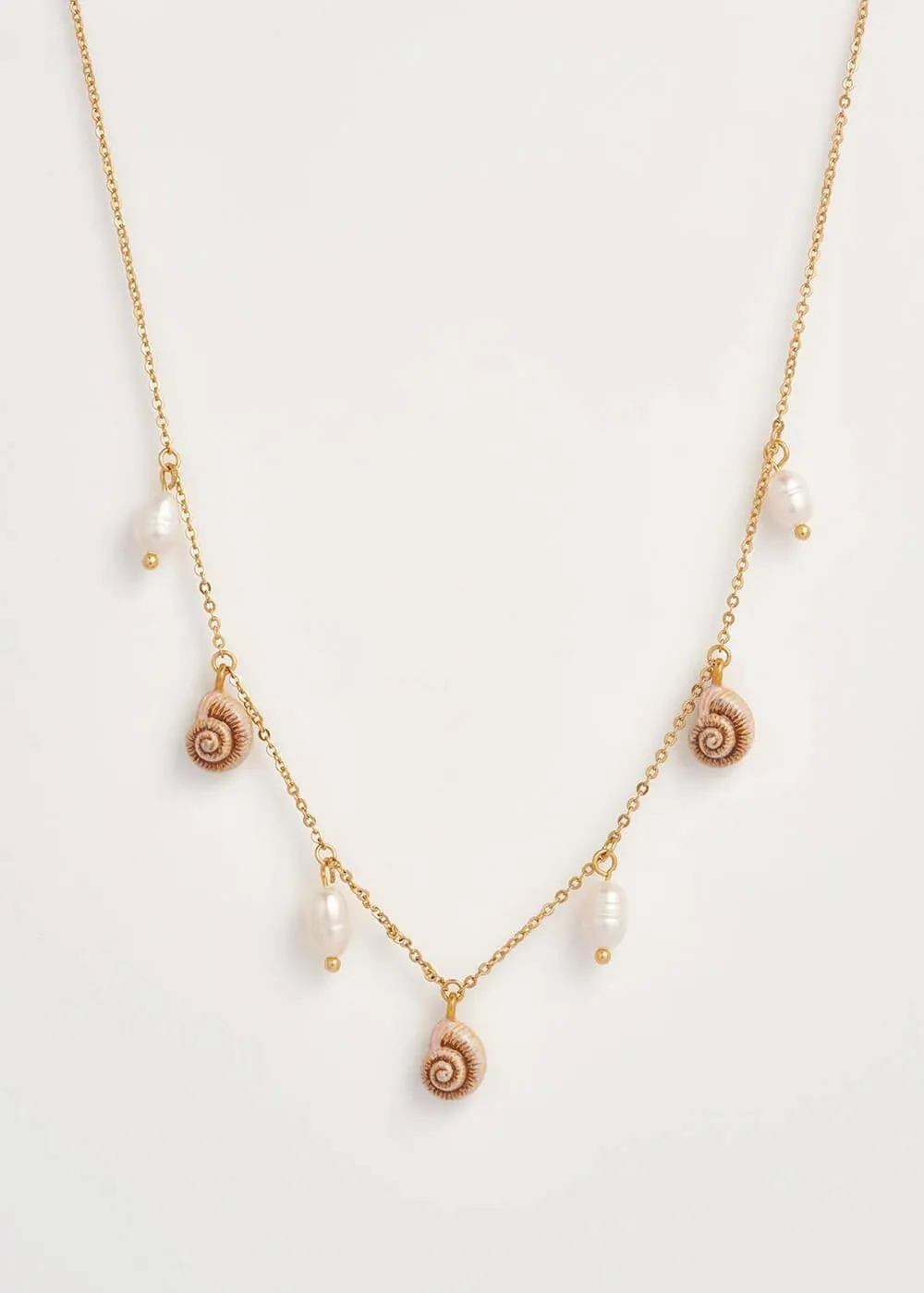 Fable England Sea Snail Charm & Pearl Necklace