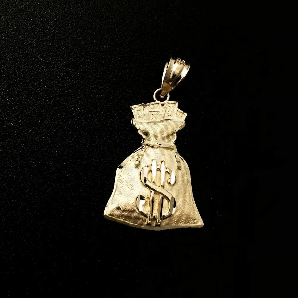 Fat Money Bag Mini 10K Yellow Gold Pendant