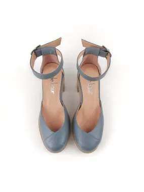 FIONA RAF BLUE LEATHER RUBBER HEELS (7,5cm)