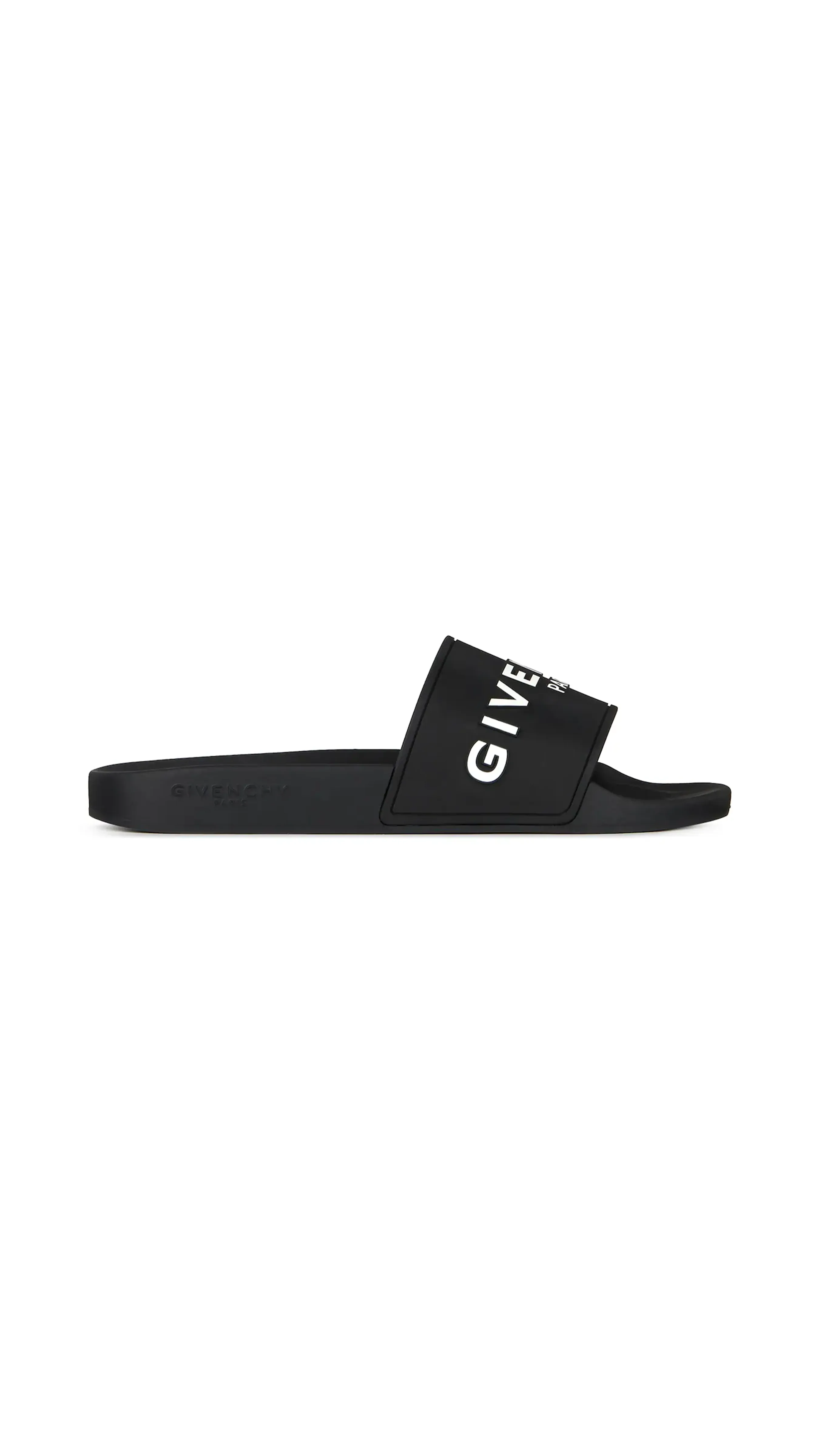 Flat Slide Sandal in Rubber - Black/White