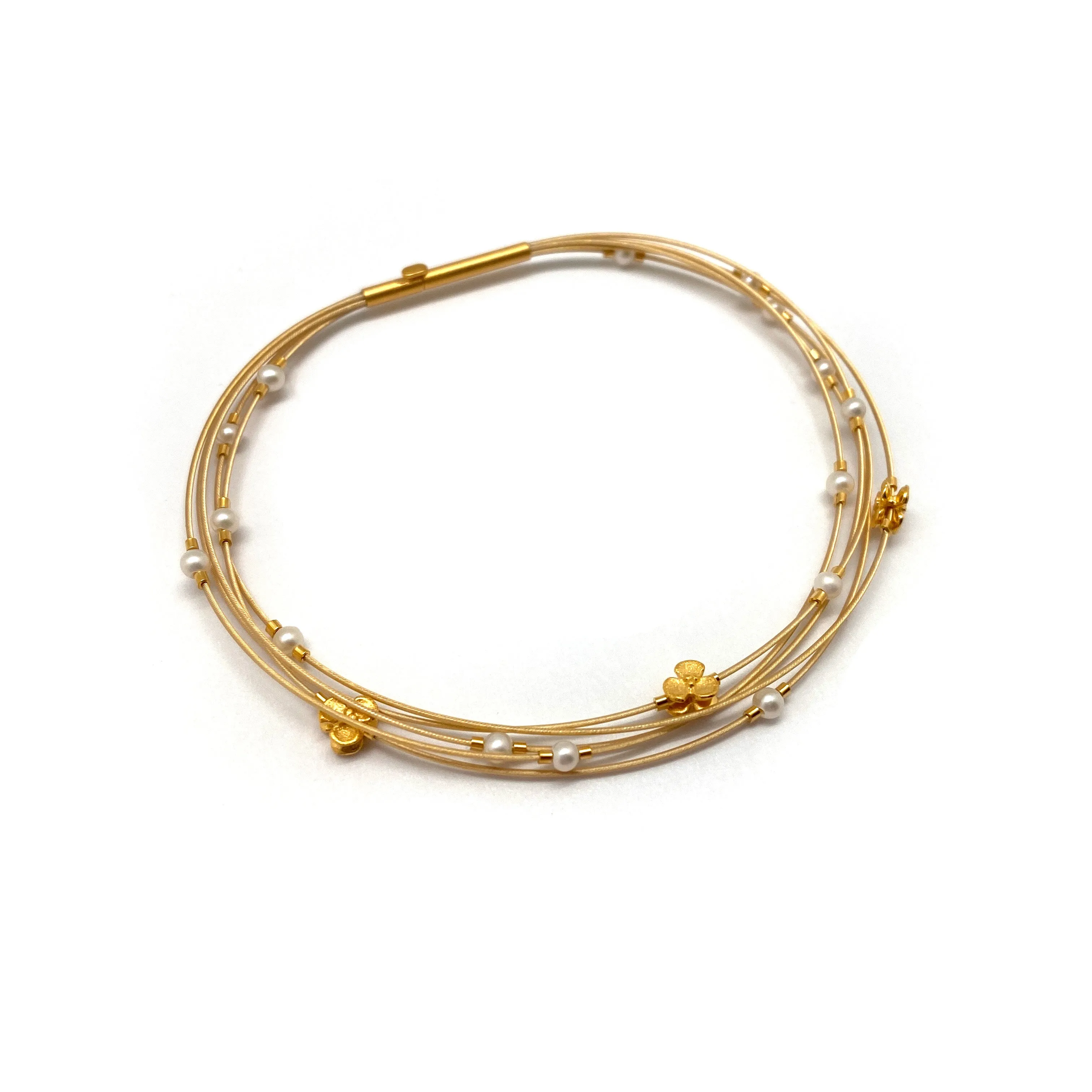 Floral Gold Vermeil Pearl Bracelet