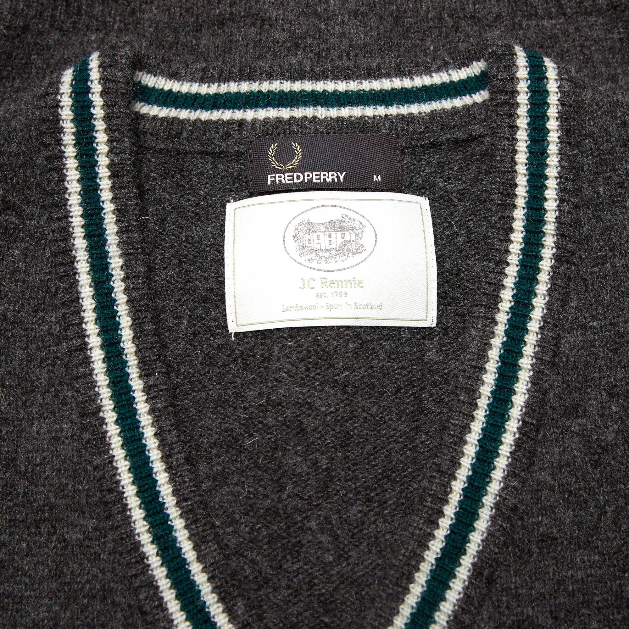 Fred Perry Shetland Wool CardiganGraphite Marl