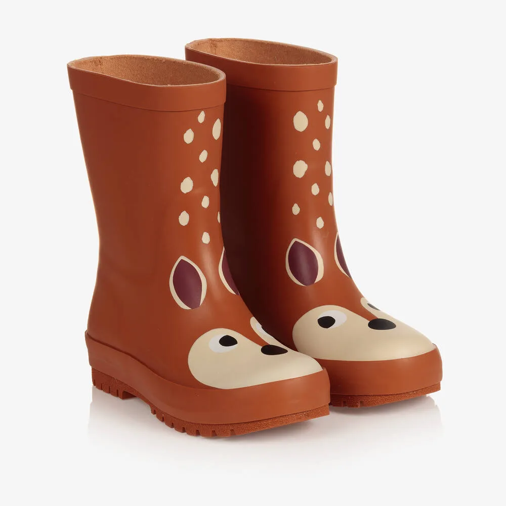 Girls Brown Deer Rain Boots