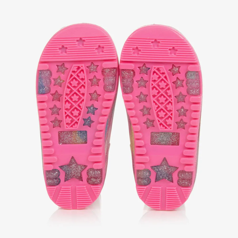 Girls Pink Logo Glitter Rain Boots