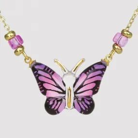 Glass Butterfly & Beads Necklace Figurine