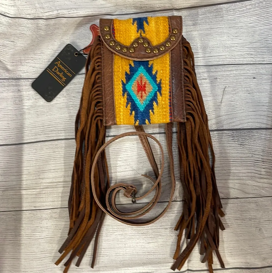 Gold Aztec Fringed Mini Purse