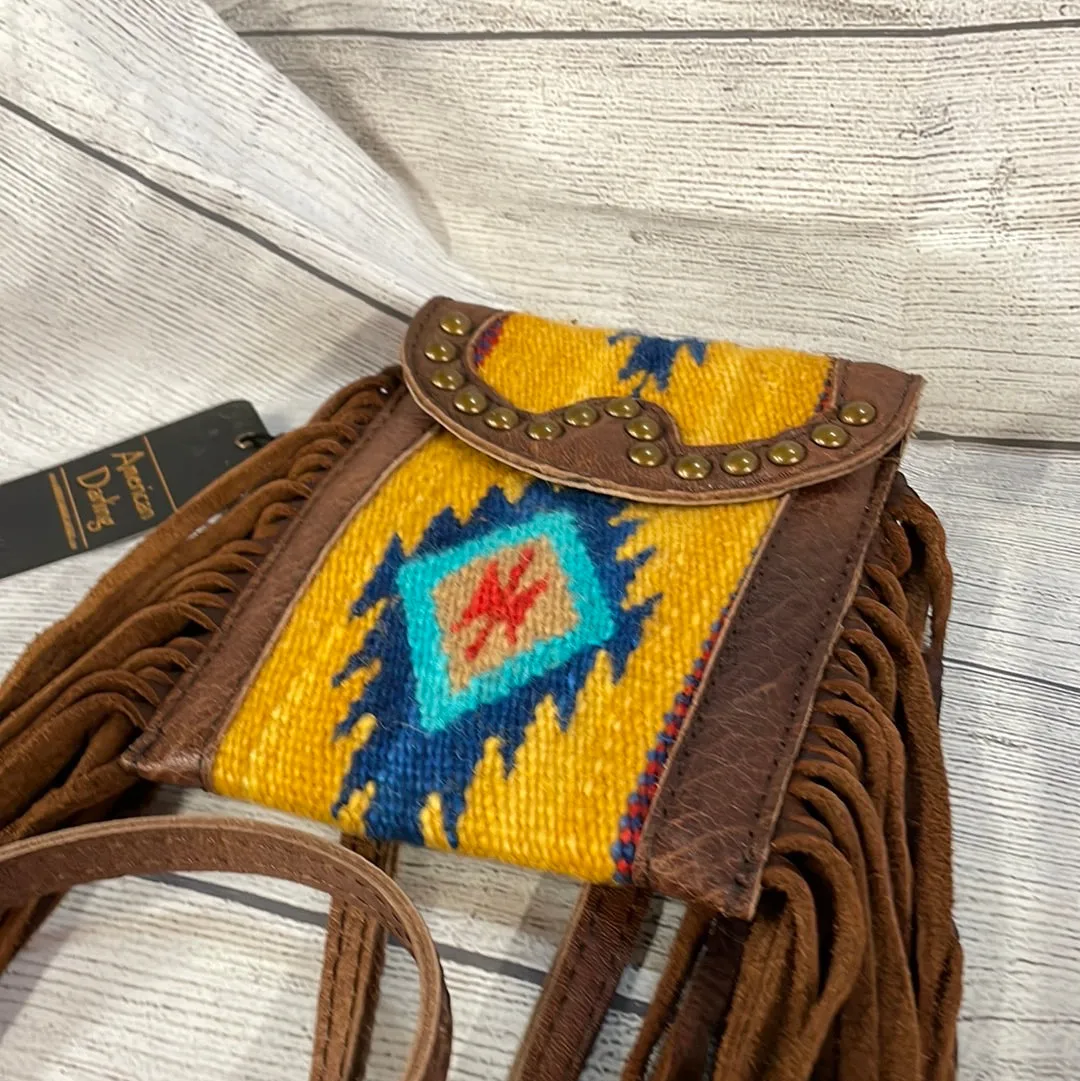 Gold Aztec Fringed Mini Purse