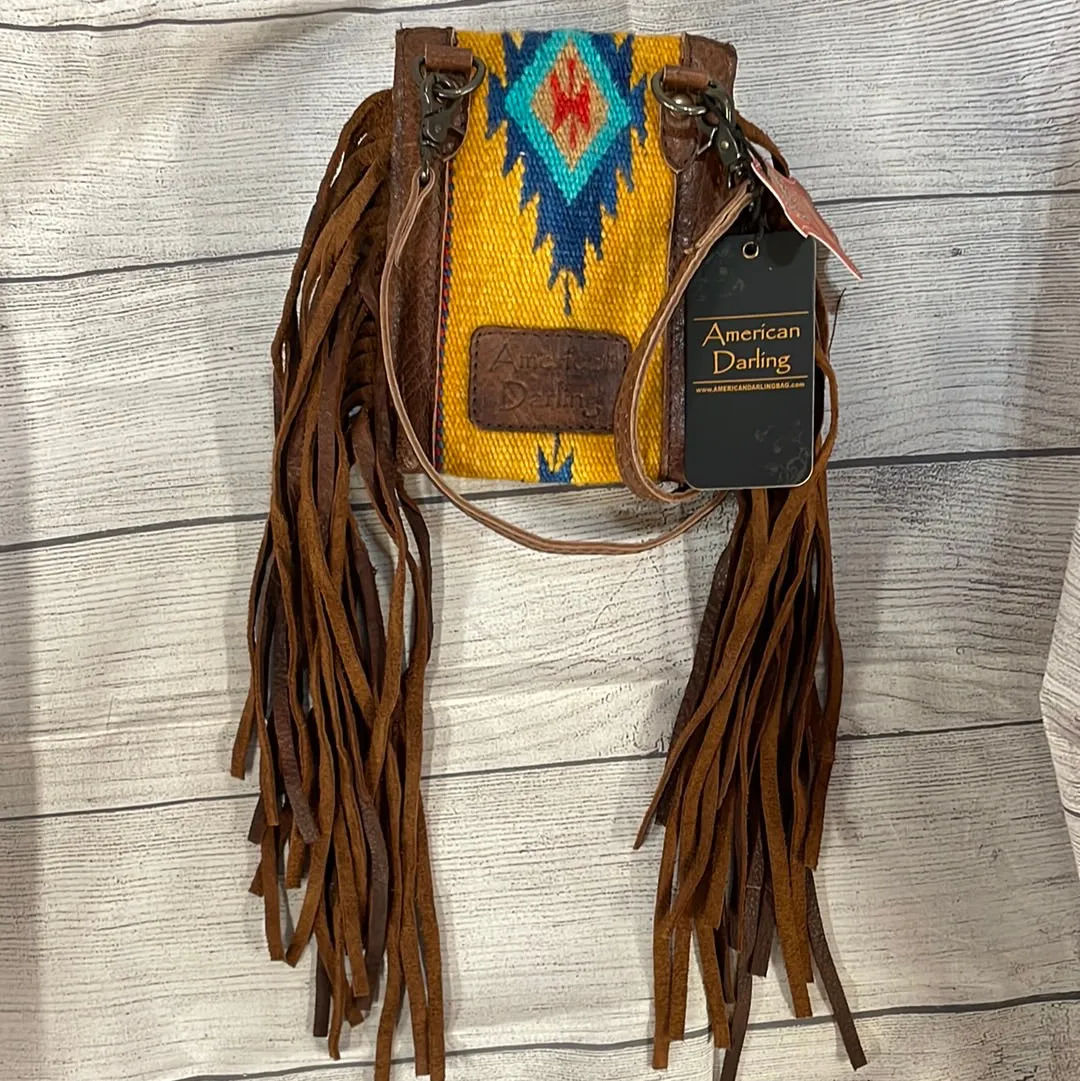 Gold Aztec Fringed Mini Purse