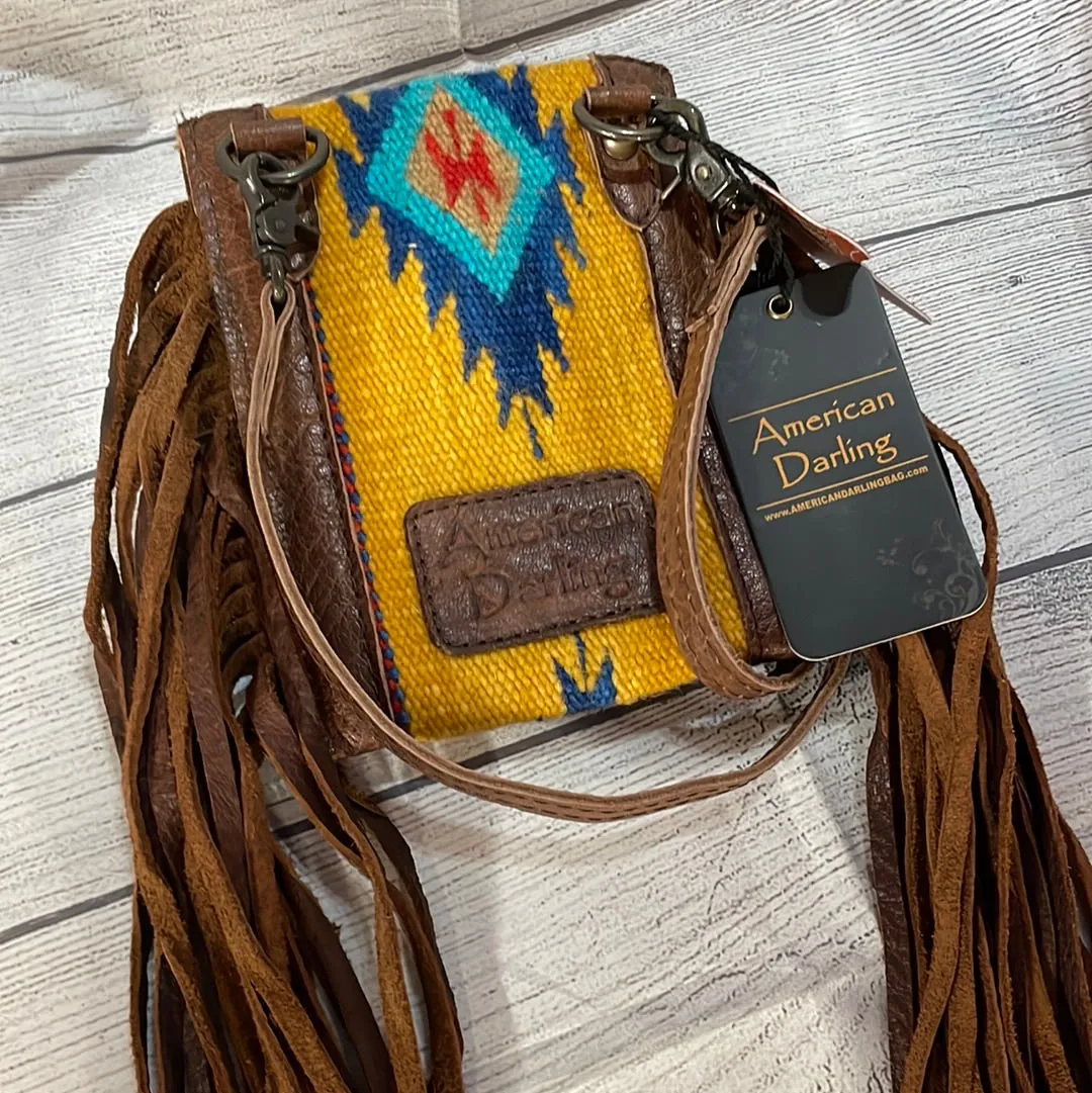 Gold Aztec Fringed Mini Purse