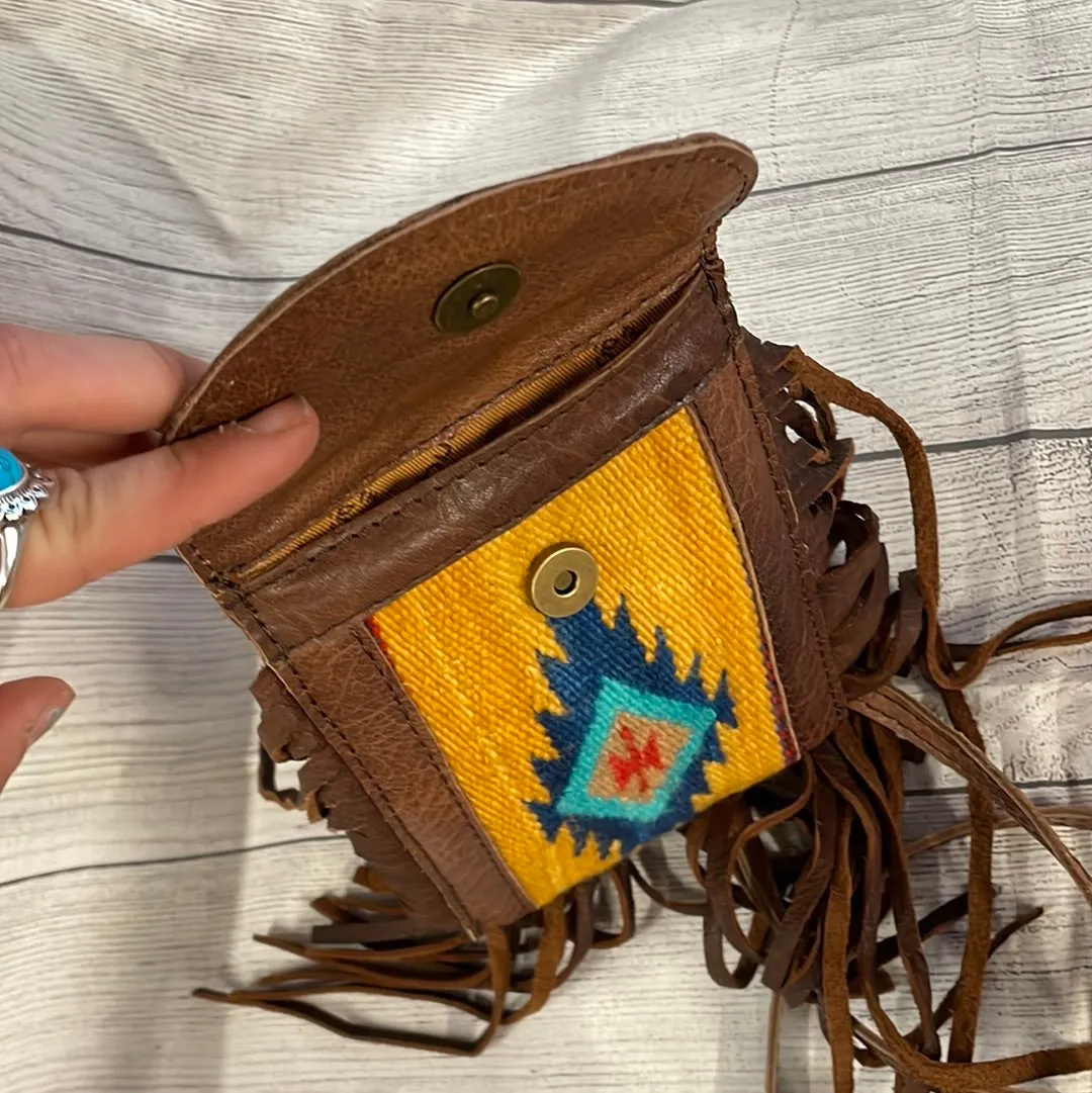 Gold Aztec Fringed Mini Purse