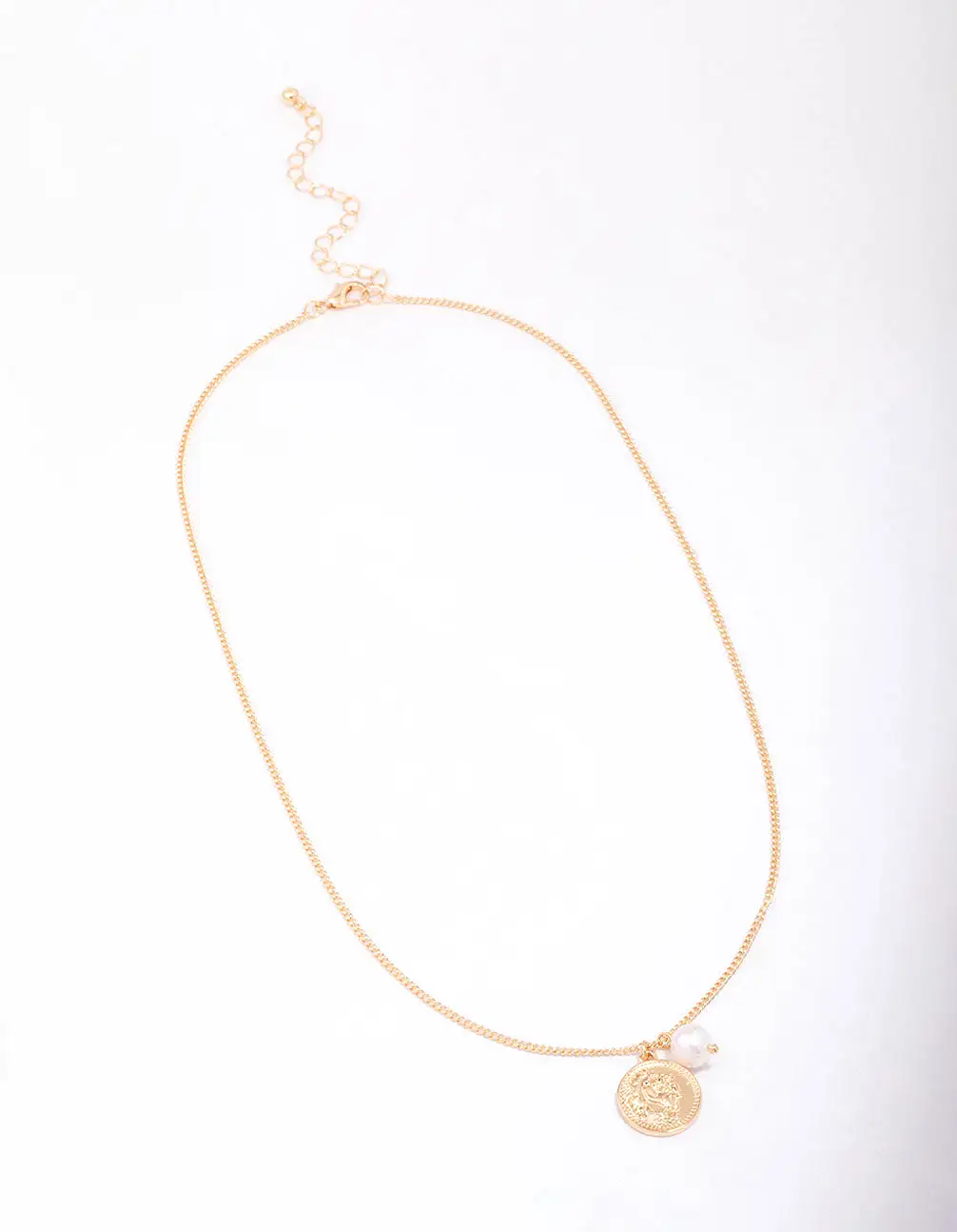 Gold Chunky Coin & Pearl Necklace