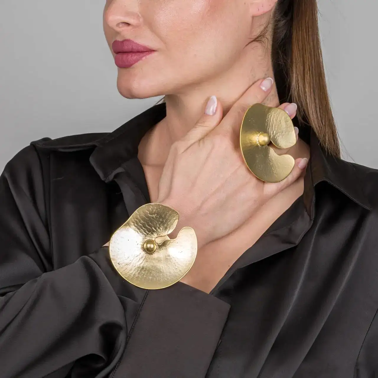 Gold Lilly Pad Artisan Ring & Bracelet Set