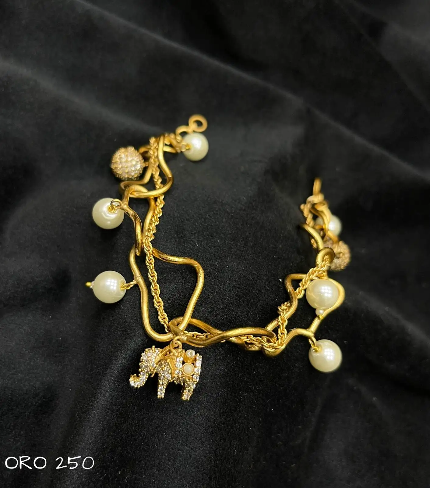 Golden Gajini , elegant Gold Finish Pearl Bracelet for Women -SANDY001PB