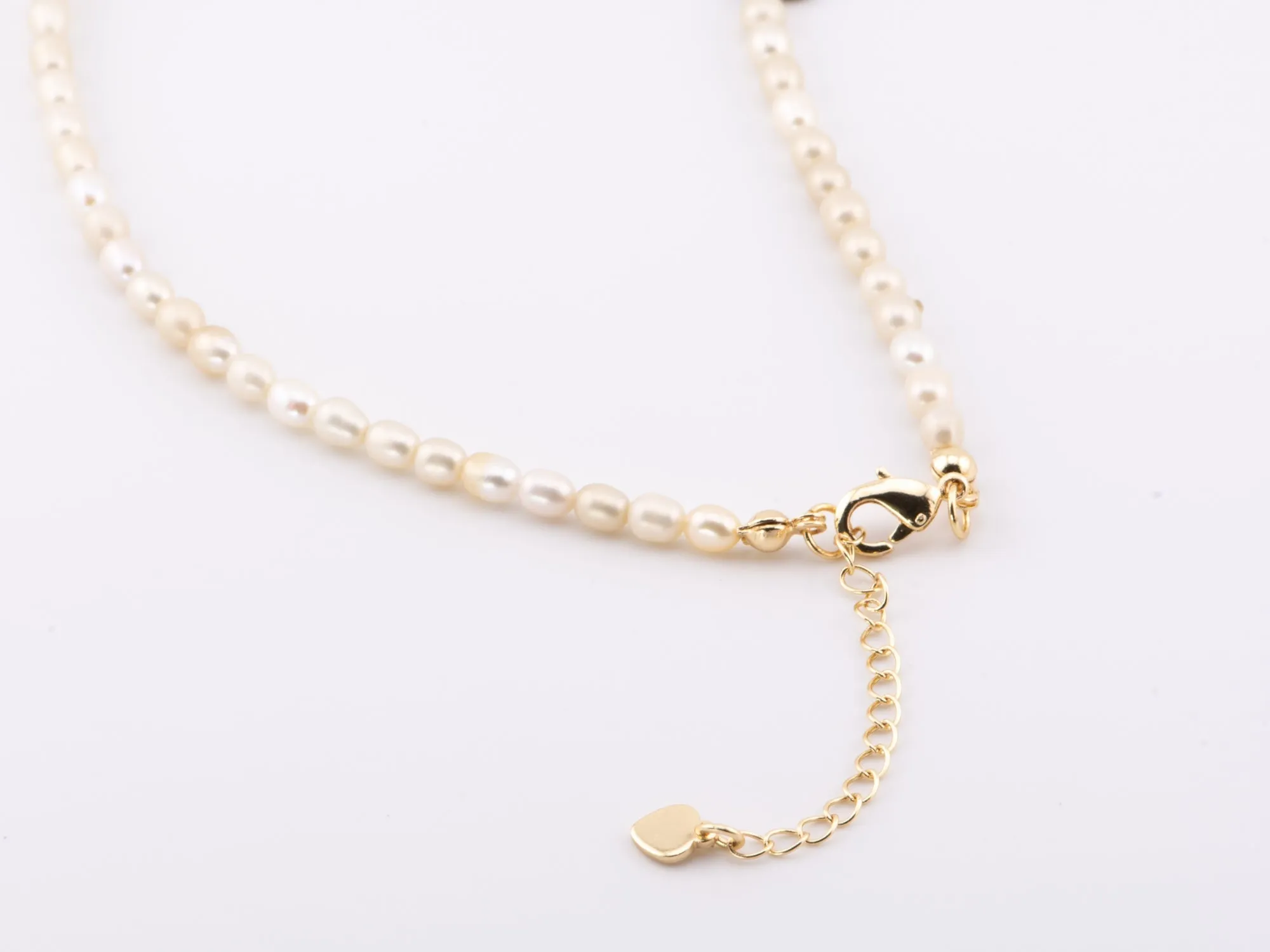 Golden Purple Mixed Pearl Necklace Choker with Removable Charm and Gold Plated Clasp P1031