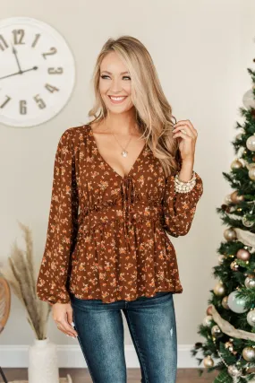 Good Intentions Floral Babydoll Blouse- Brown