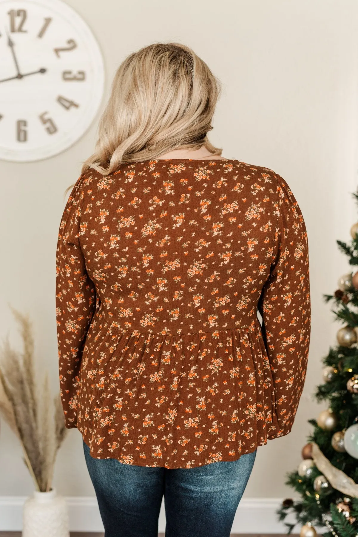 Good Intentions Floral Babydoll Blouse- Brown