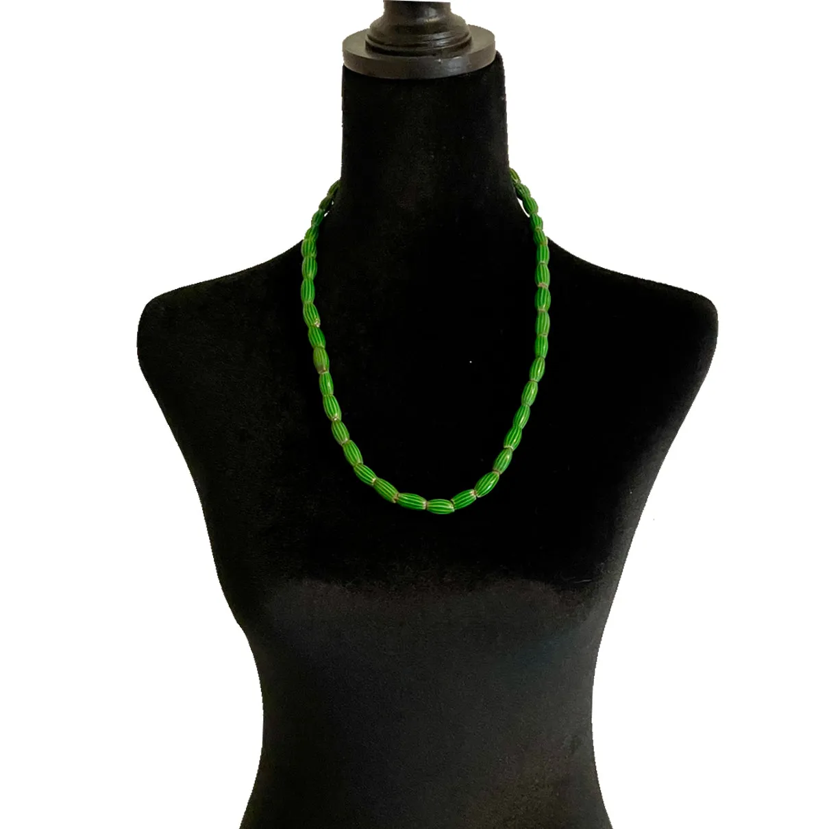 Green Watermelon African Trade Beads Necklace Venetian