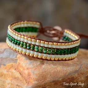 Handmade Green Seed Bead Wrap Bracelet