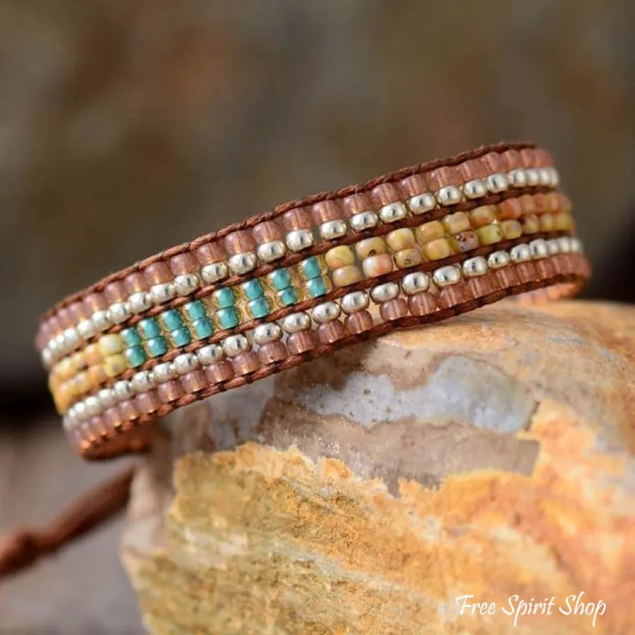 Handmade Green Seed Bead Wrap Bracelet