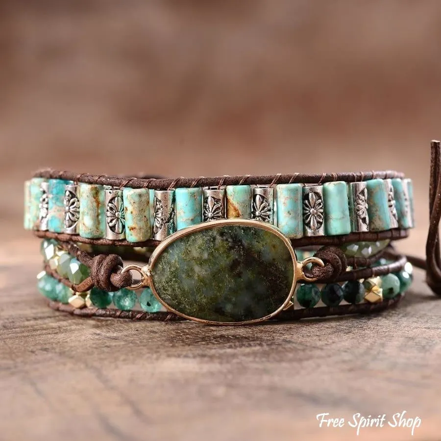 Handmade Natural African Turquoise Wrap Bracelet