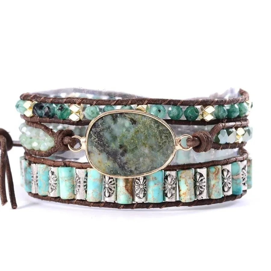 Handmade Natural African Turquoise Wrap Bracelet