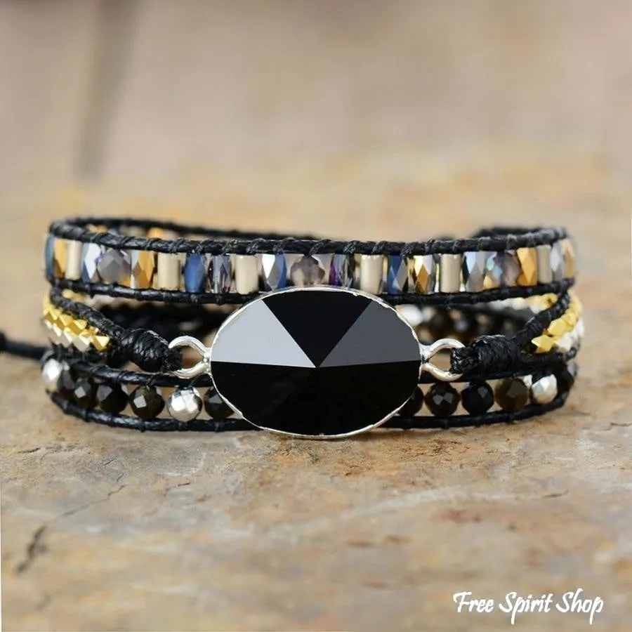 Handmade Natural Black Onyx Wrap Bracelet