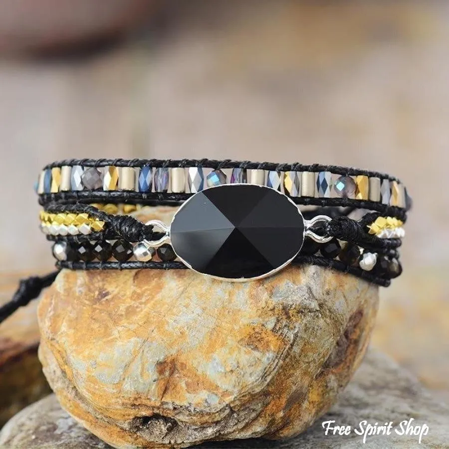 Handmade Natural Black Onyx Wrap Bracelet