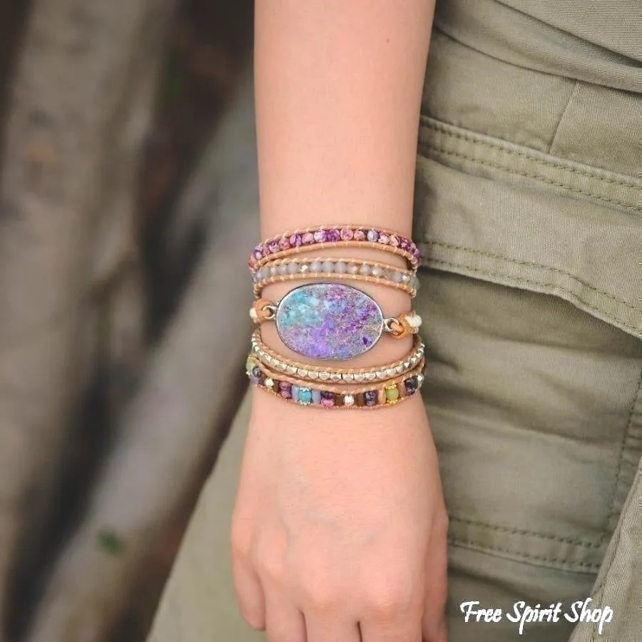 Handmade Purple & Turquoise Jasper Wrap Bracelet