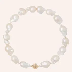 Irregular White Baroque Pearl Necklace