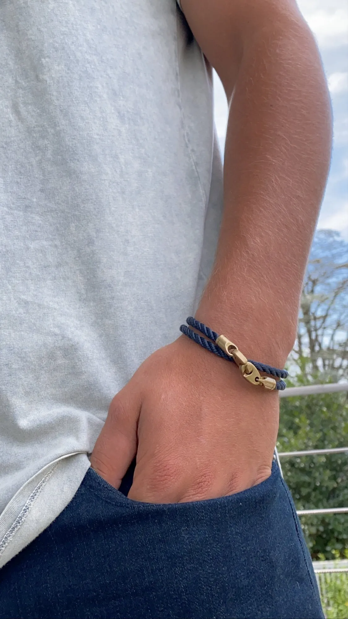 JOURNEY DOUBLE WRAP BRACELET - NAVY + MATTE BRASS BRUMMELS