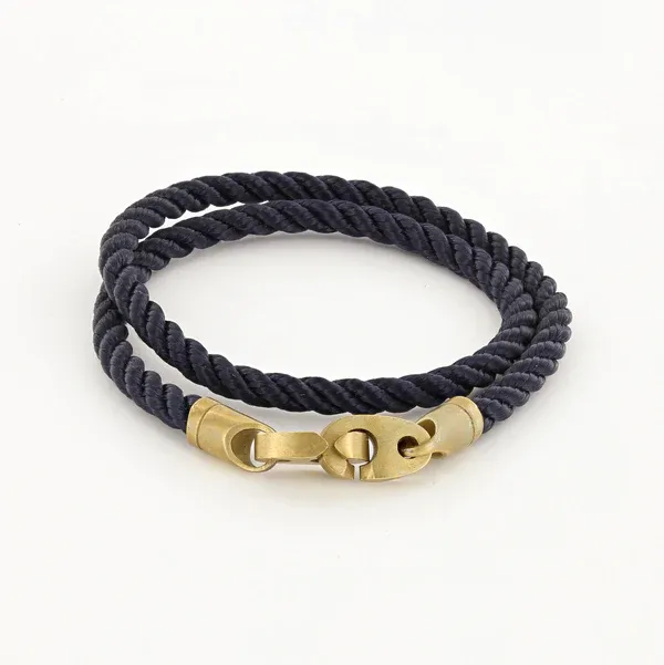 JOURNEY DOUBLE WRAP BRACELET - NAVY + MATTE BRASS BRUMMELS