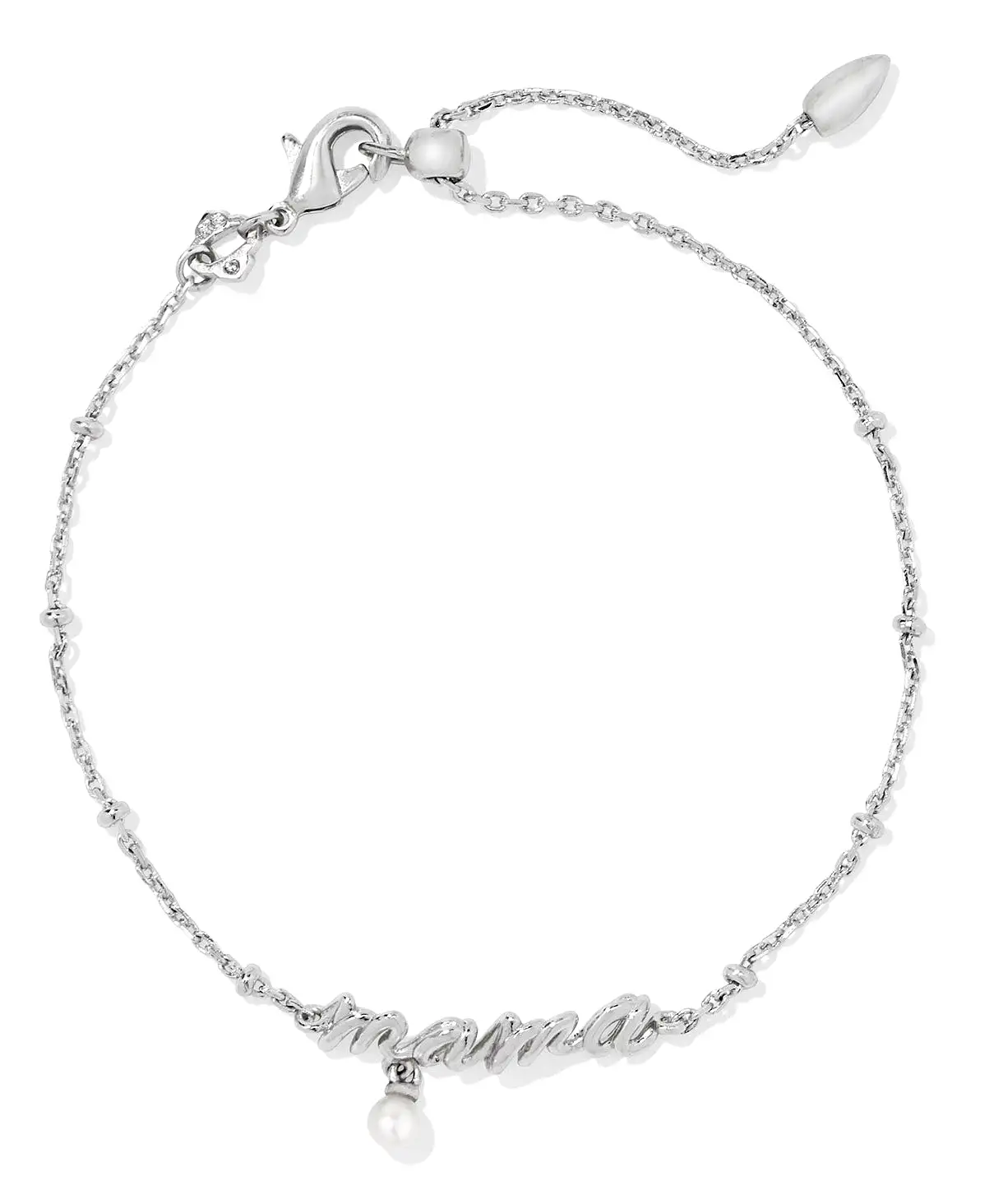 Kendra Scott Mama Script Delicate Chain Bracelet - Gold/White Pearl OR Silver/White Pearl