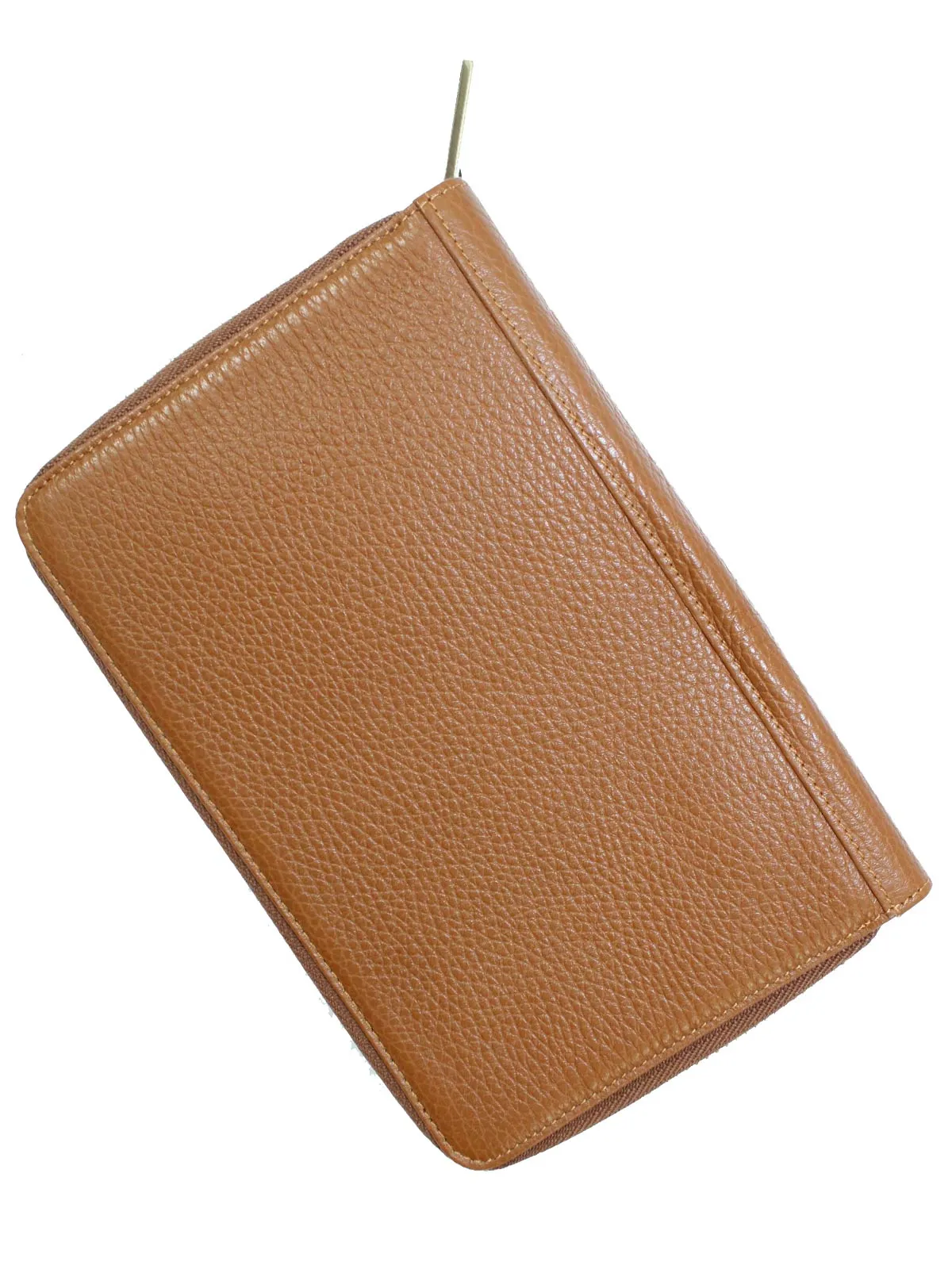 Kiton Men Wallet - Large Brown Grain Leather Zip Wallet FINAL SALE