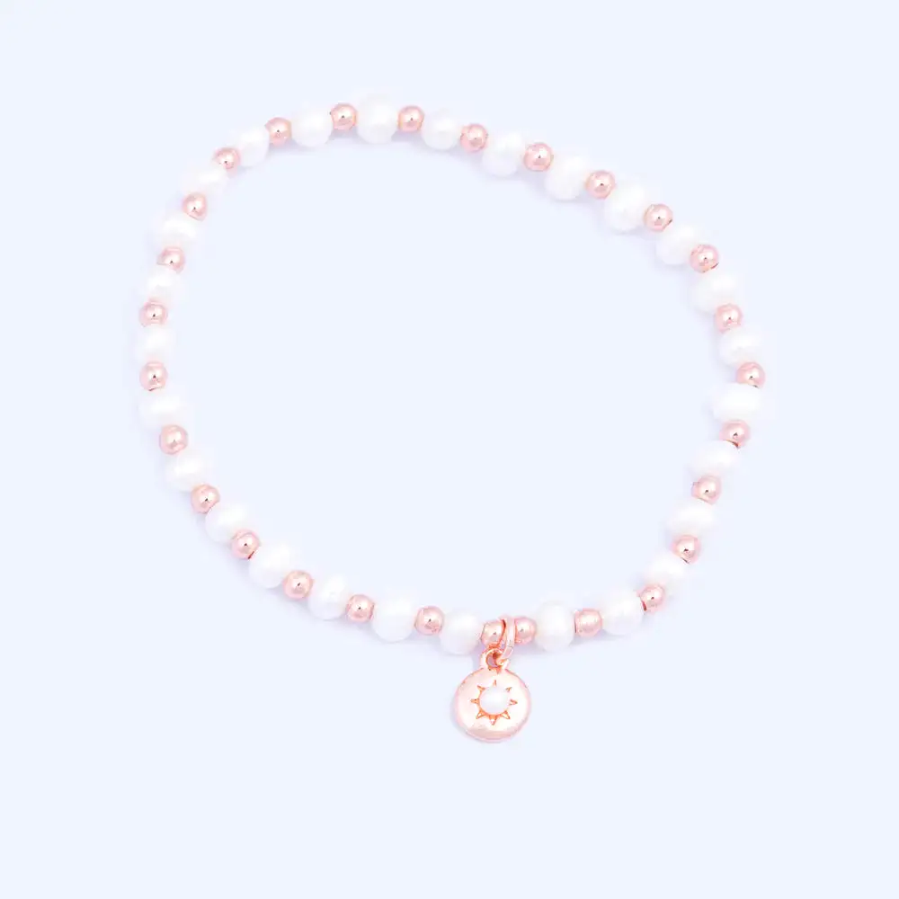 KNIGHT & DAY -  Rose Gold Beaded & Freshwater Pearl Bracelet